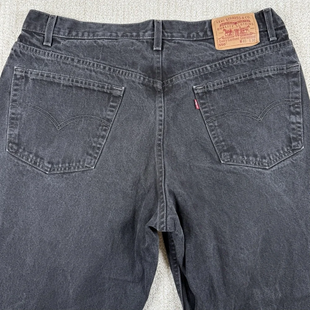 Vintage Levi's 550 Mens 40x30 (Actual 38x29) Black Relaxed Fit Tapered Leg Jeans